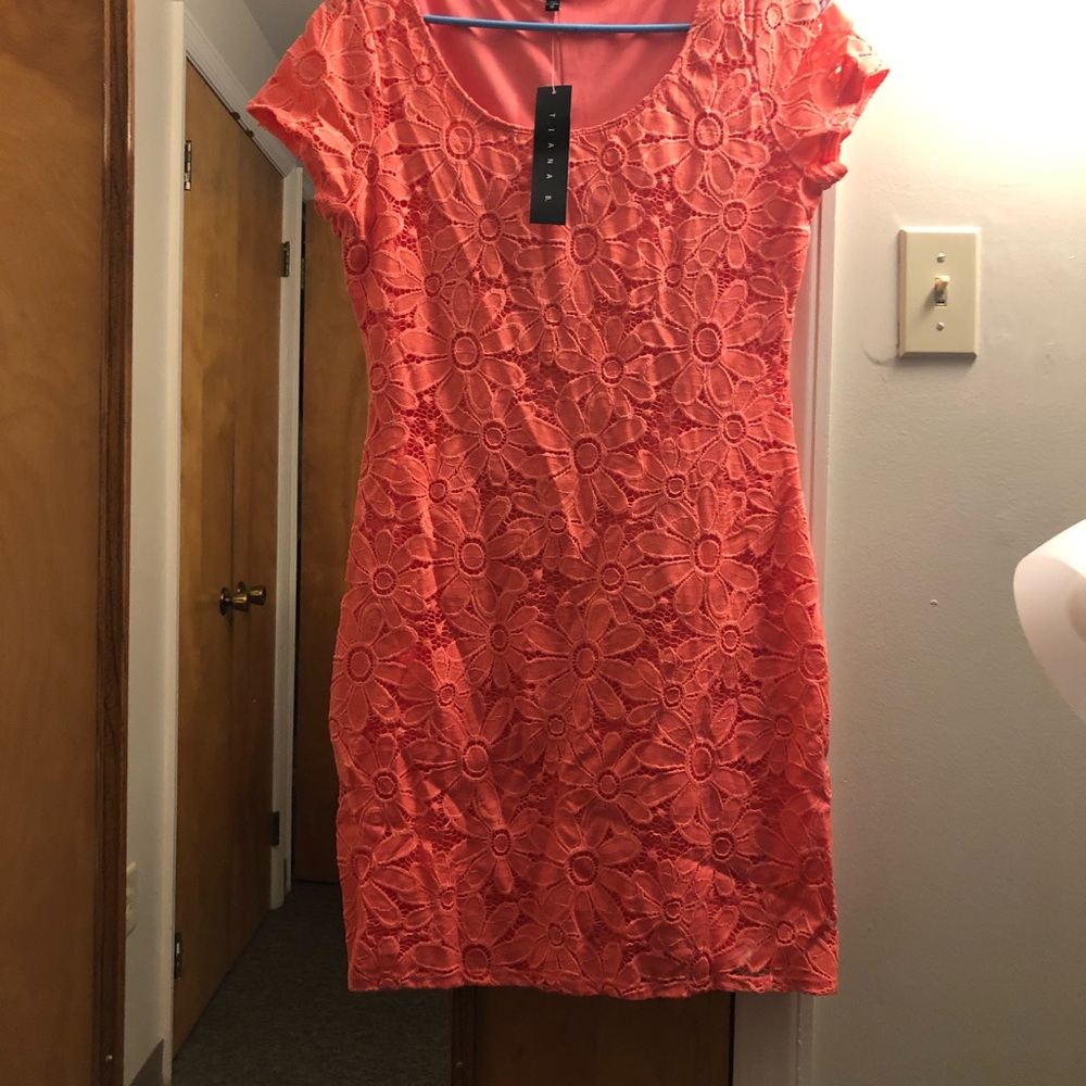 Pink floral dress coral